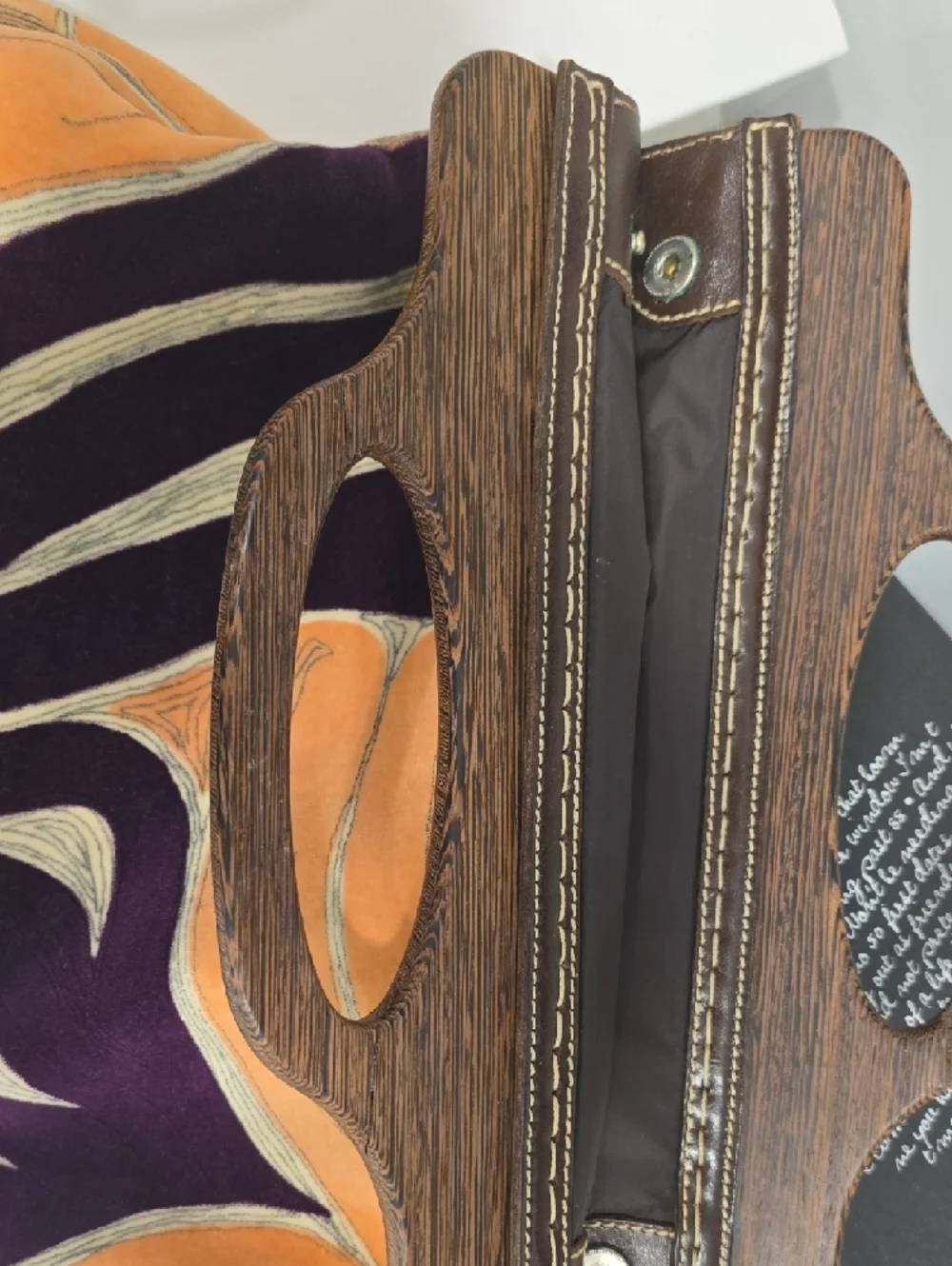 Miu Miu Rare 2023 Runway  Orange and Purple Velvet Tote with Wooden Handle - Picture 9 of 16